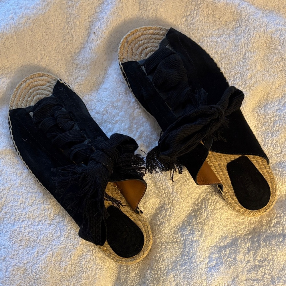 Chloe Black Espadrille Slide Sandals